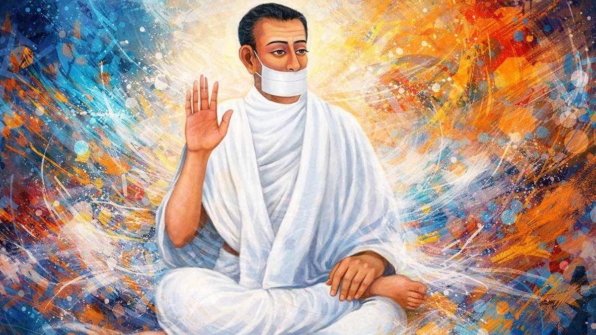 16:9 8K abstract artistic wallpaper of Acharya Bhikshu, Jain Shwetambar Terapanth founder