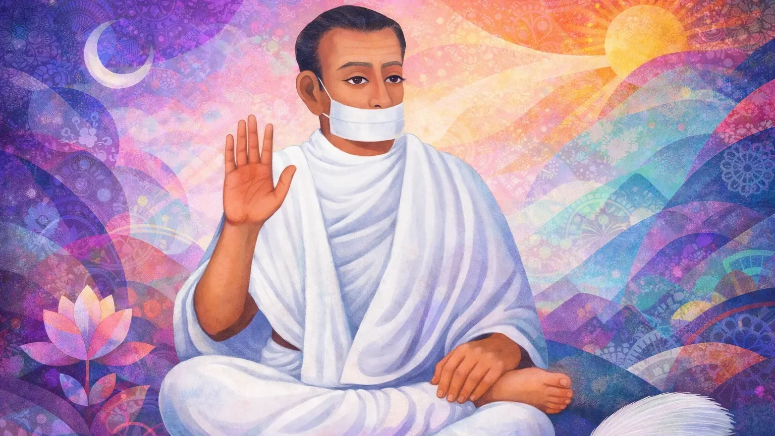 Acharya Bhikshu, founder of Jain Terapanth sect, meditating saint portrait