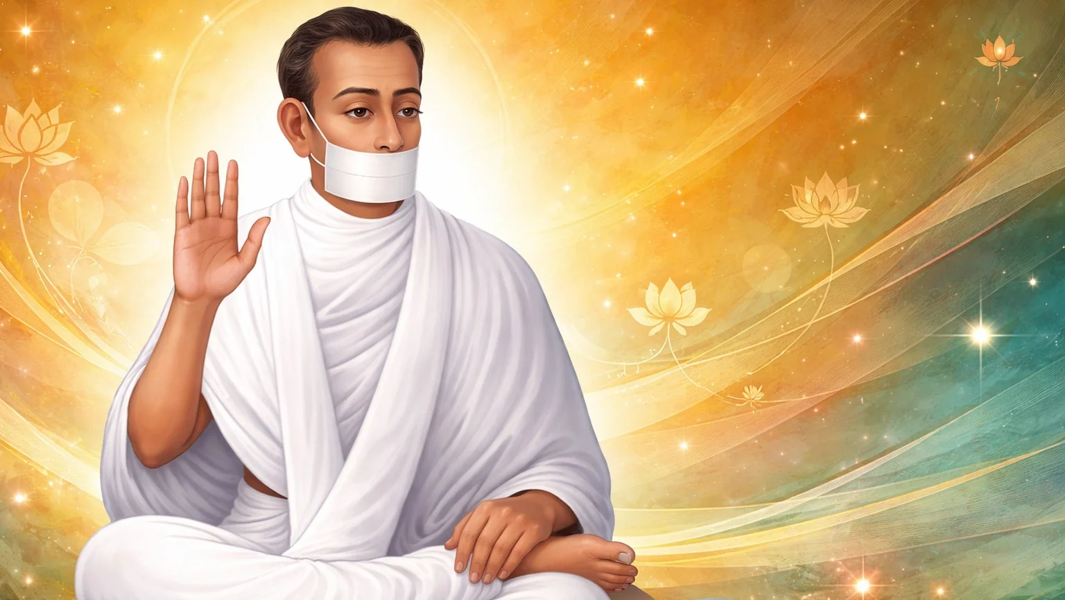 Modern abstract Jain Acharya Bhikshu wallpaper with serene meditative spiritual aura