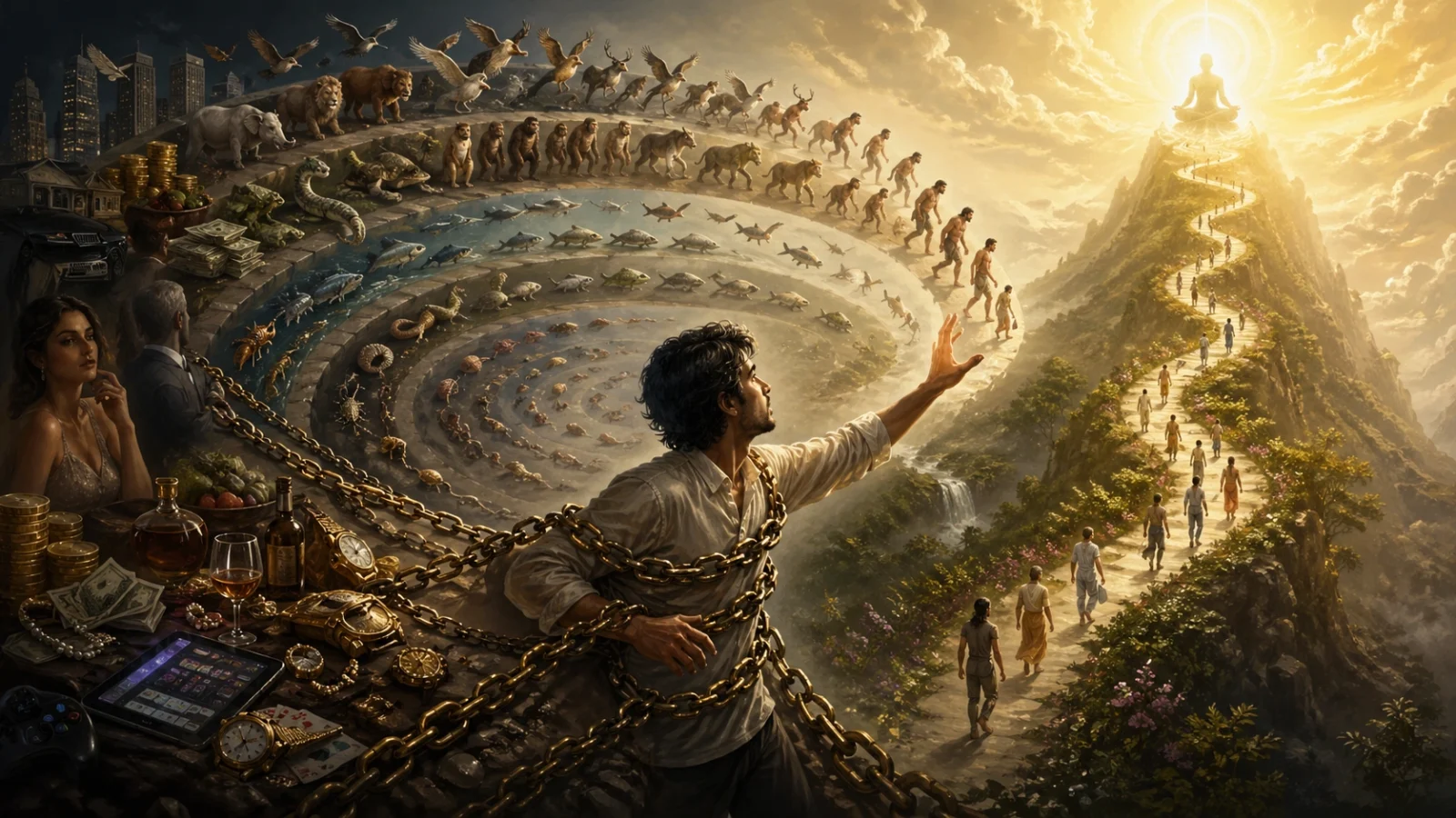 man trapped in moh maya with cycle of 84 lakh life forms