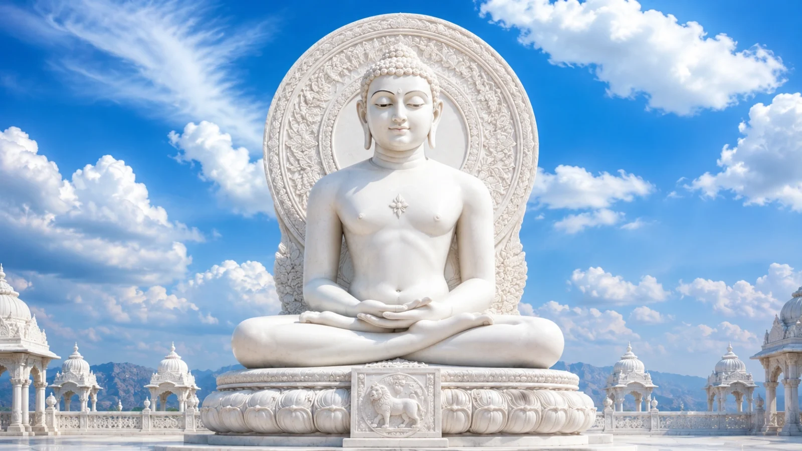 Lord Mahavir meditating in peaceful lotus posture