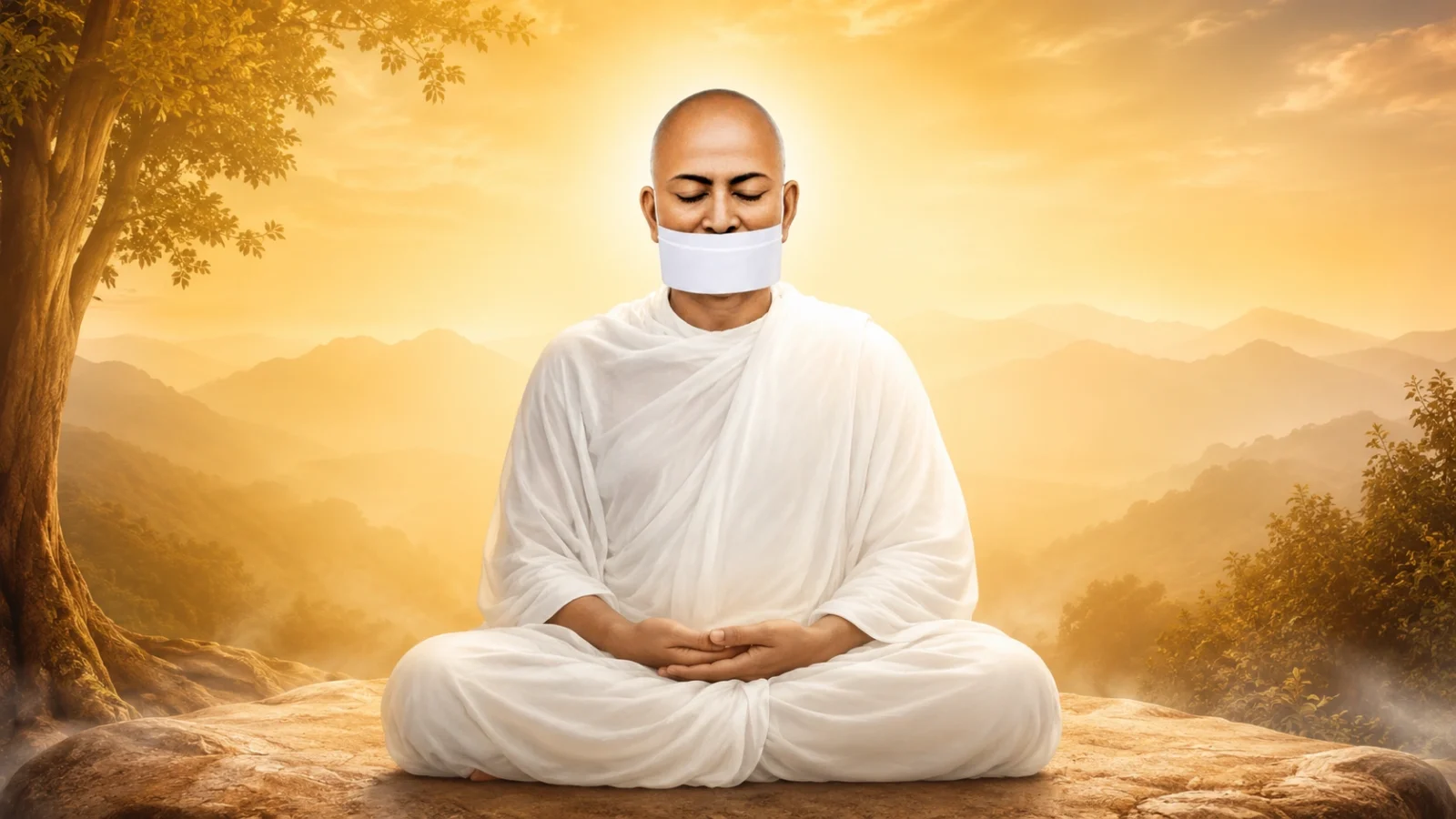 Meditating Jain Acharya Kalugani (Kaluram Acharya) of Terapanth
