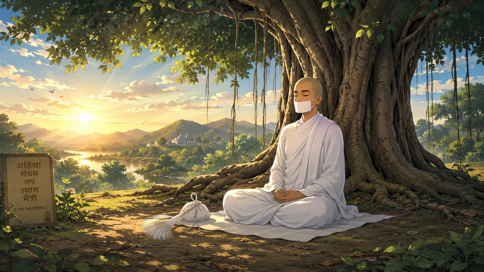 Terapanth Jain Muni Performing Tapasya Under Tree