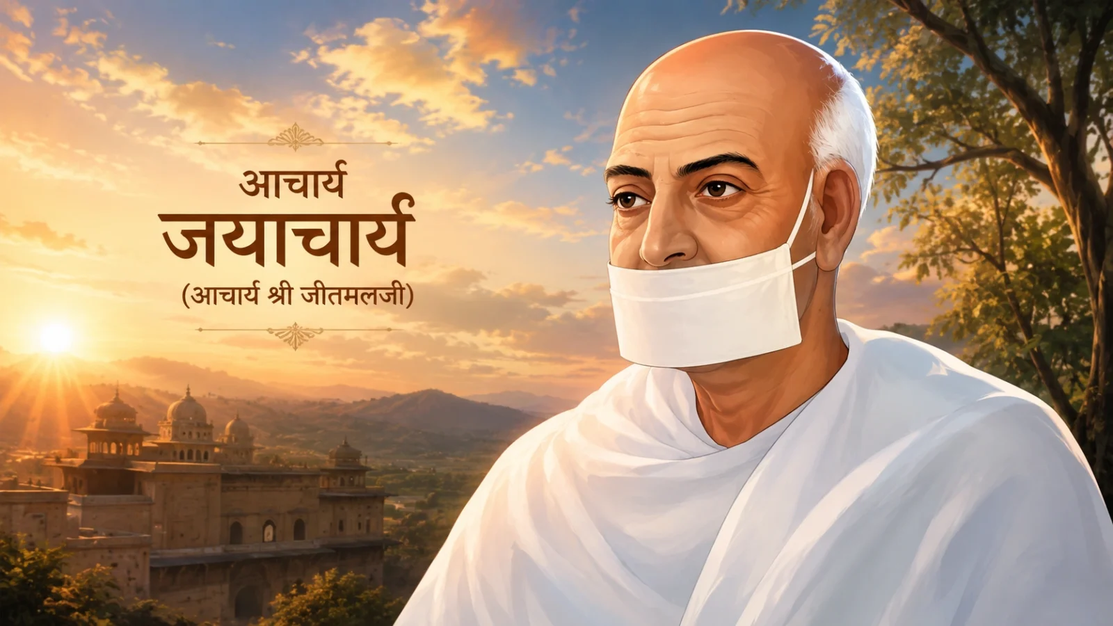 Anime-style wallpaper of Acharya Jayacharya (Acharya Shri Jeetmalji) portrait