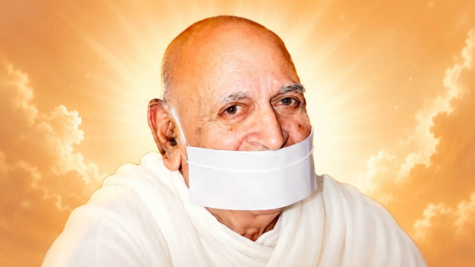 Acharya Tulsi serene portrait anime wallpaper with divine spiritual aura