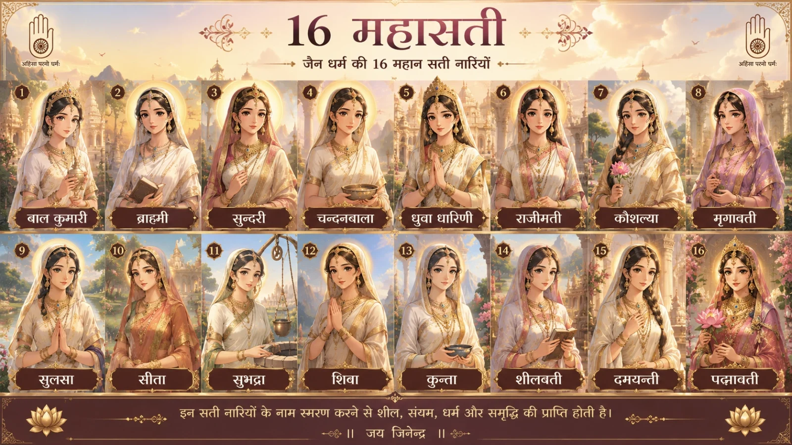 16 Mahasati Jainism Anime Wallpaper Featuring Sacred Women Saints