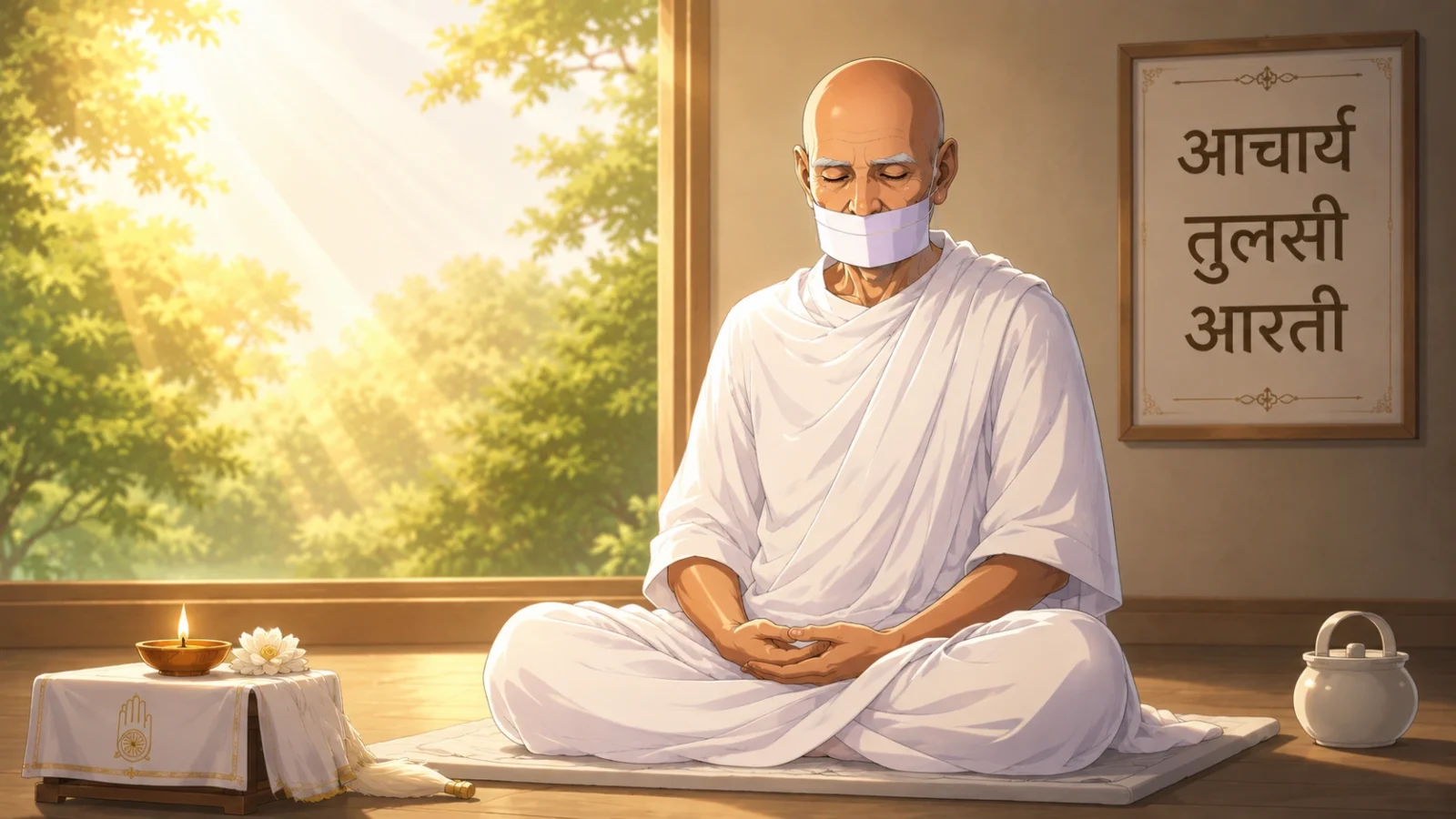 Acharya Tulsi performing Samayik